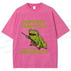 Unisex Frog Hippity Hoppity Get Off My Property Printed Washed Tee