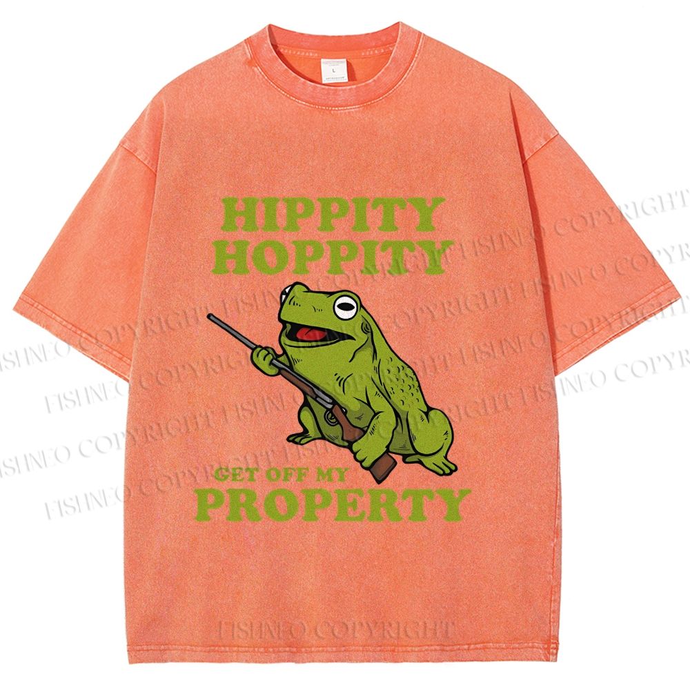 Unisex Frog Hippity Hoppity Get Off My Property Printed Washed Tee