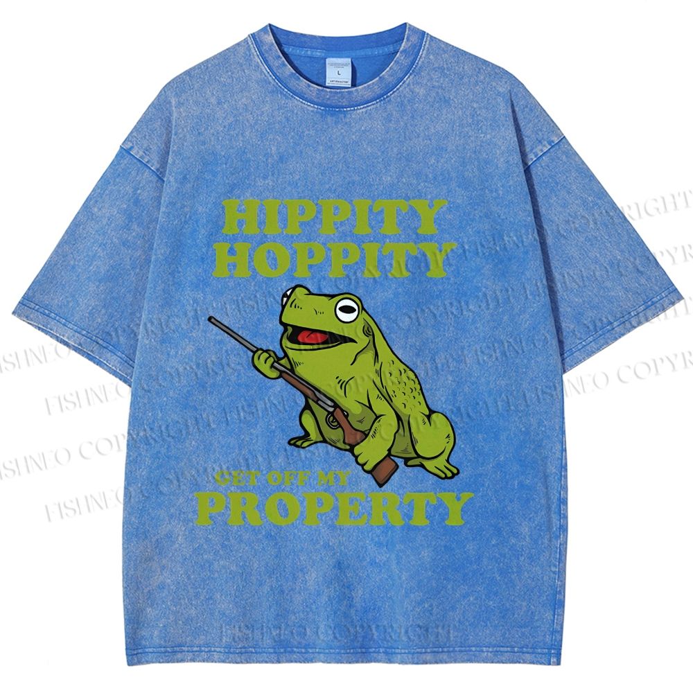 Unisex Frog Hippity Hoppity Get Off My Property Printed Washed Tee