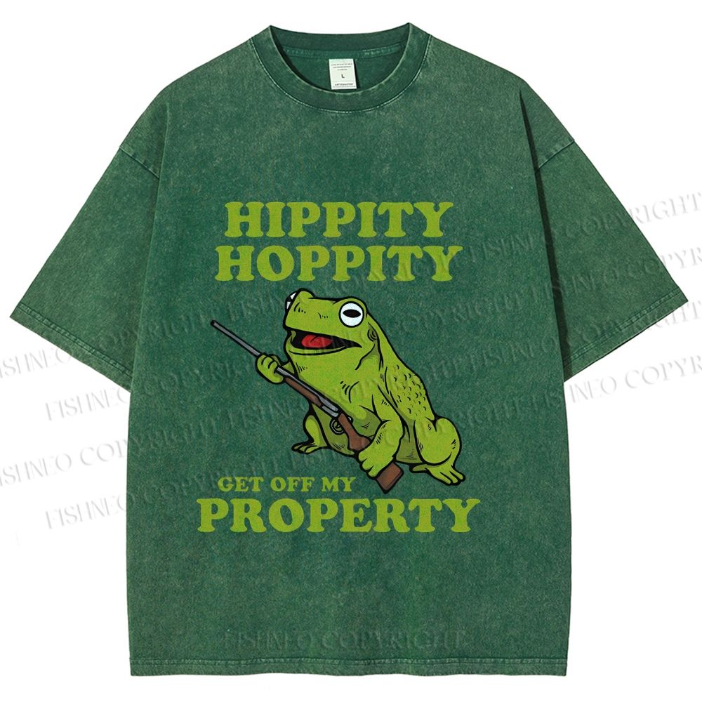 Unisex Frog Hippity Hoppity Get Off My Property Printed Washed Tee