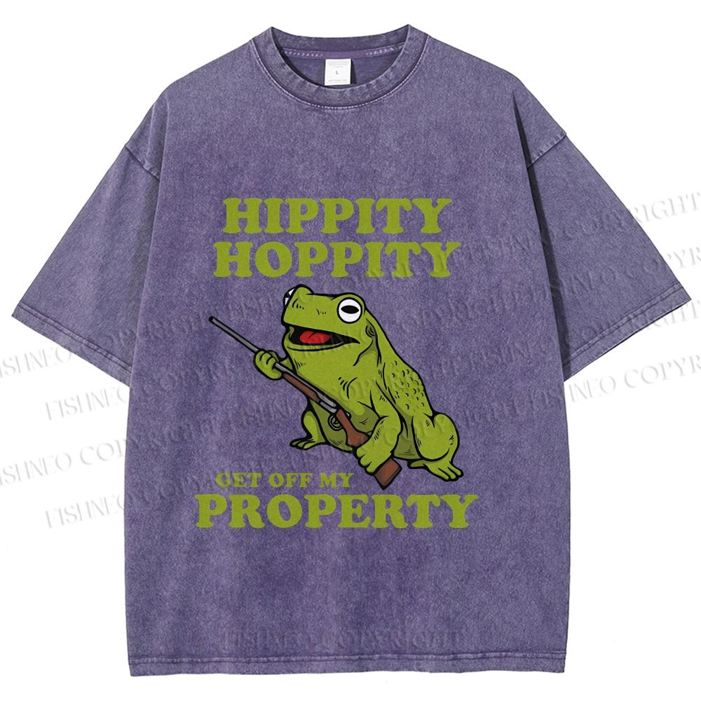 Unisex Frog Hippity Hoppity Get Off My Property Printed Washed Tee