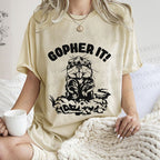 Unisex Vintage Mole Rat Gopher It Printed Washed Tee