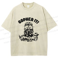 Unisex Vintage Mole Rat Gopher It Printed Washed Tee