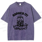 Unisex Vintage Mole Rat Gopher It Printed Washed Tee