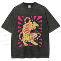Unisex Cartoon Tiger Printed Washed Tee
