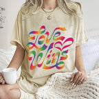 Unisex Pride Love Wins Printed Washed Tee