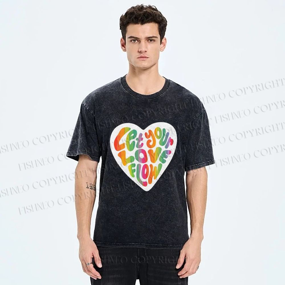 Unisex Pride Let Your Love Flow Printed Washed Tee
