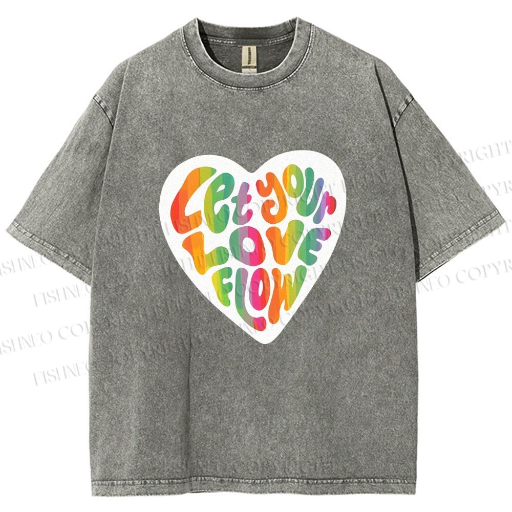 Unisex Pride Let Your Love Flow Printed Washed Tee