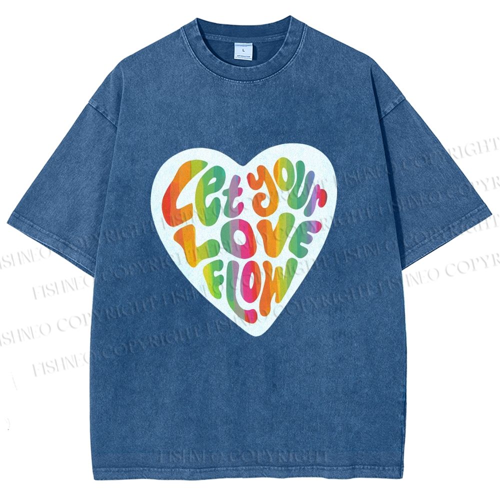 Unisex Pride Let Your Love Flow Printed Washed Tee