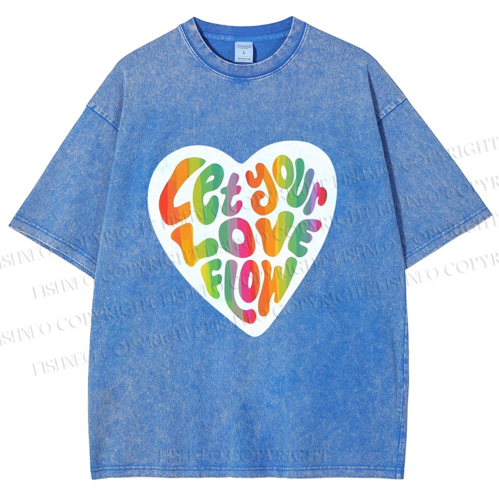 Unisex Pride Let Your Love Flow Printed Washed Tee