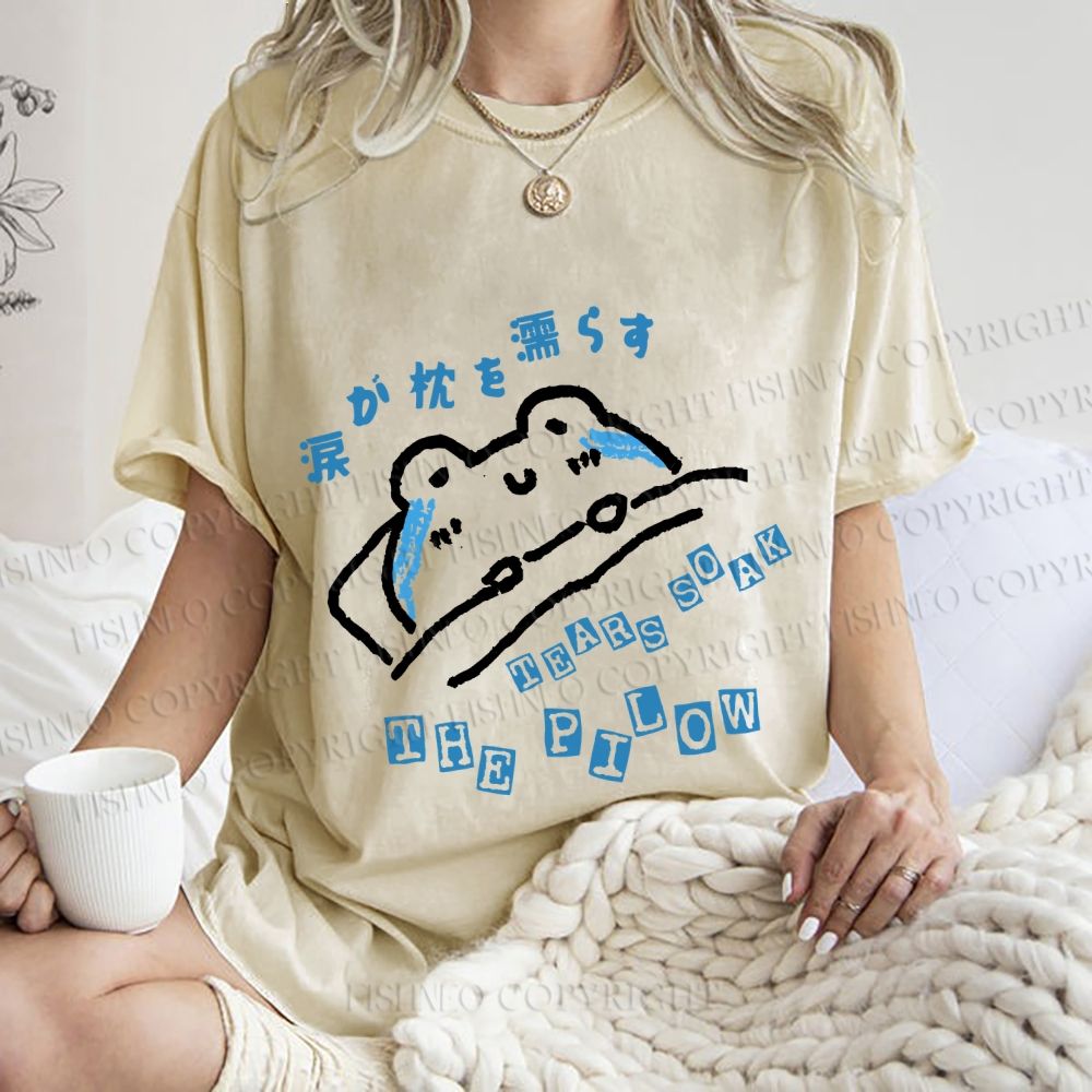 Unisex Frog's Tear Soak The Pillow Printed Washed Tee