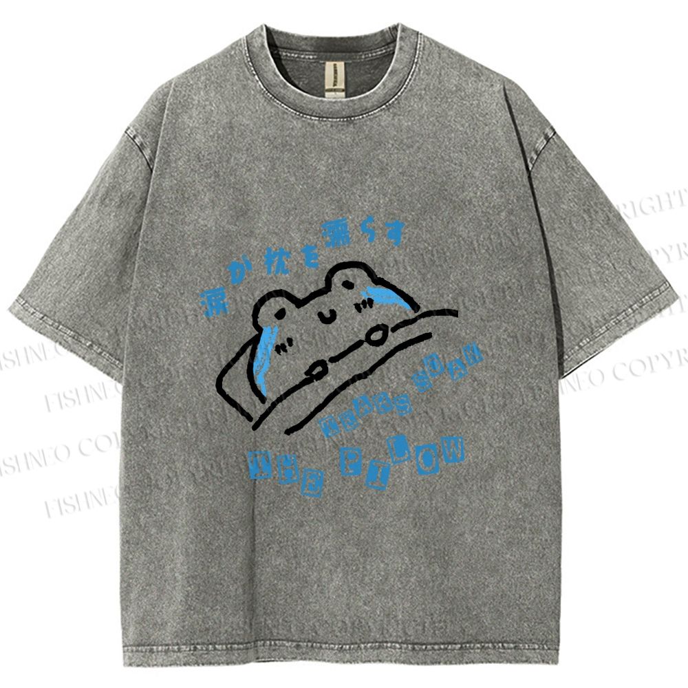 Unisex Frog's Tear Soak The Pillow Printed Washed Tee