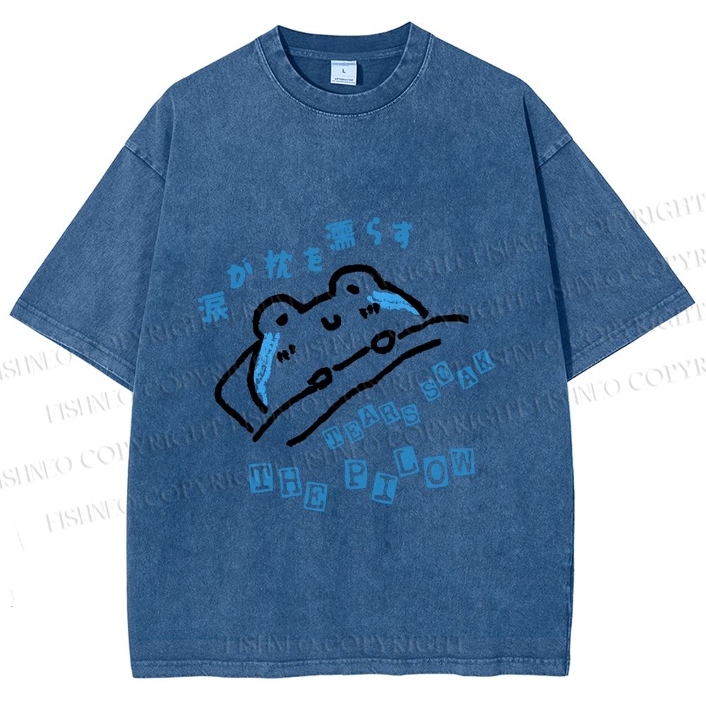 Unisex Frog's Tear Soak The Pillow Printed Washed Tee
