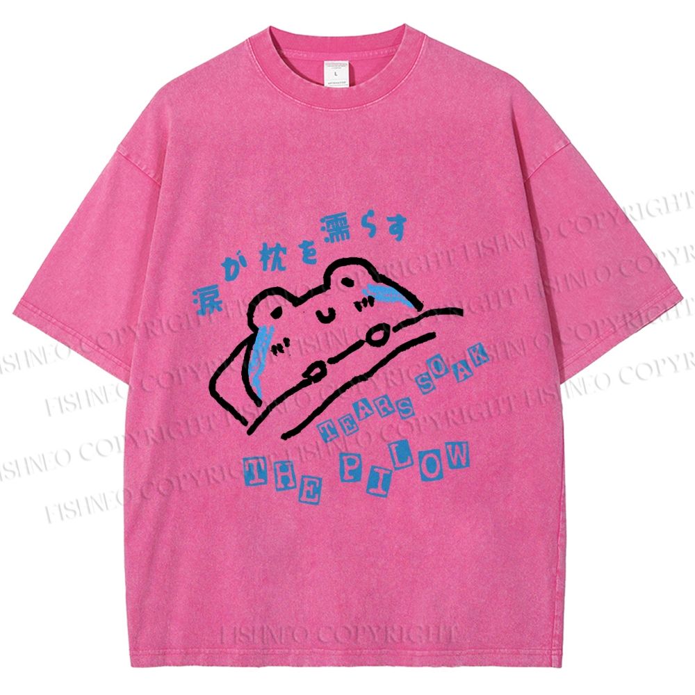 Unisex Frog's Tear Soak The Pillow Printed Washed Tee