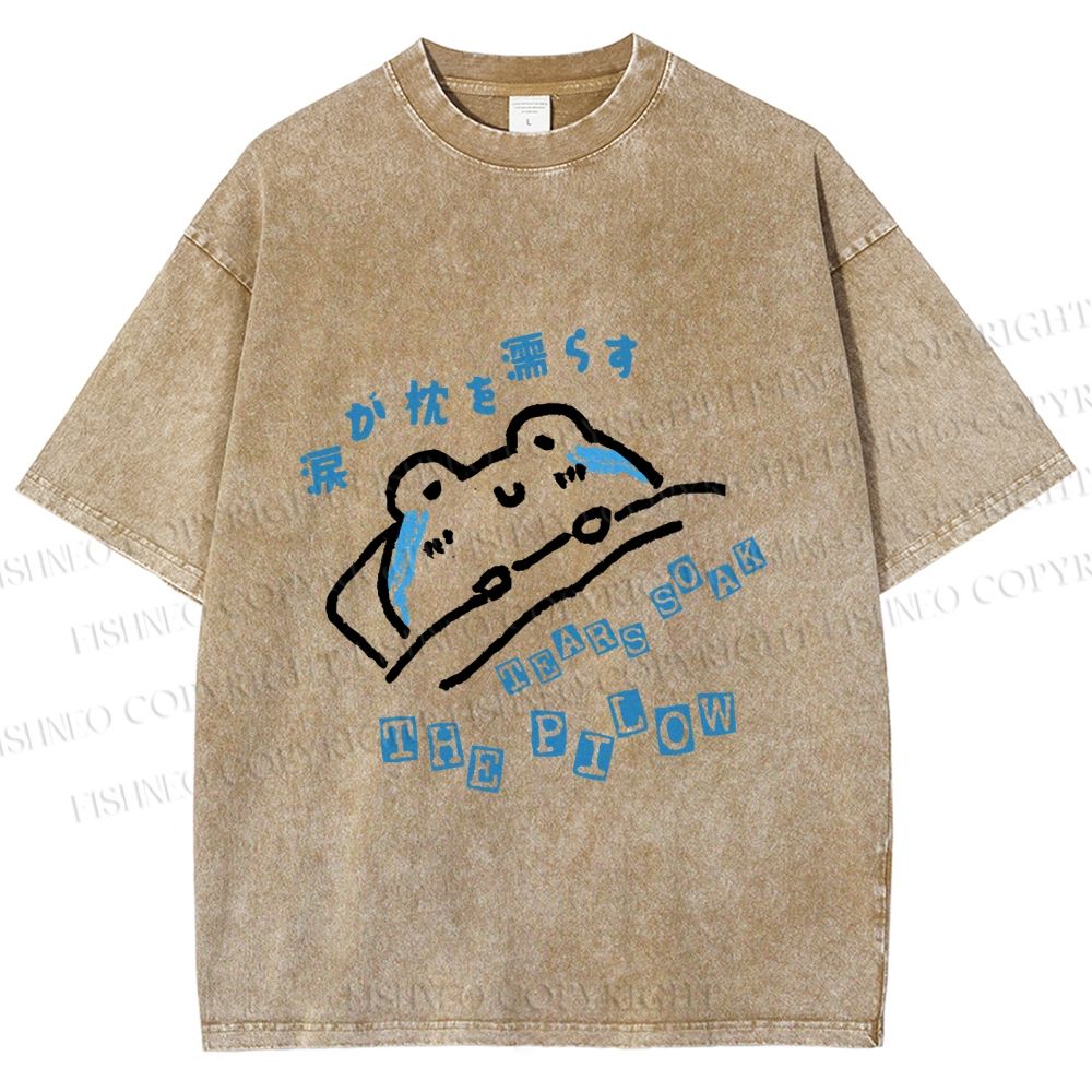Unisex Frog's Tear Soak The Pillow Printed Washed Tee