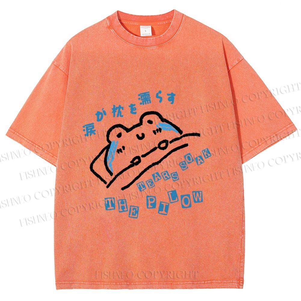 Unisex Frog's Tear Soak The Pillow Printed Washed Tee