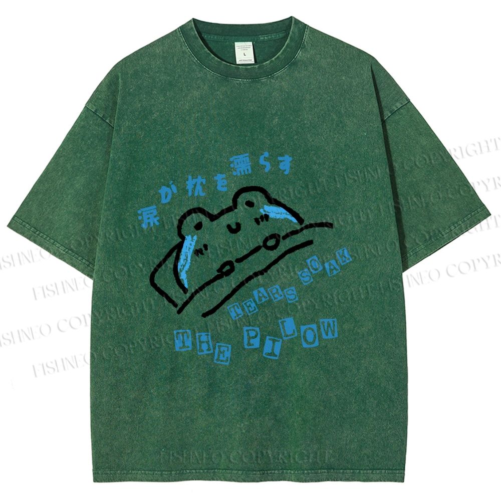 Unisex Frog's Tear Soak The Pillow Printed Washed Tee