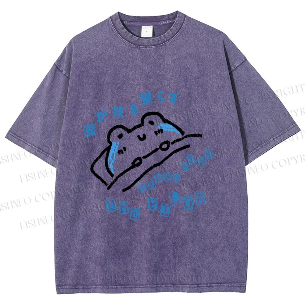 Unisex Frog's Tear Soak The Pillow Printed Washed Tee