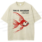 Unisex Tokyo Aquarium Printed Washed Tee