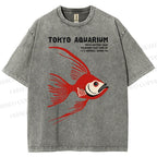 Unisex Tokyo Aquarium Printed Washed Tee
