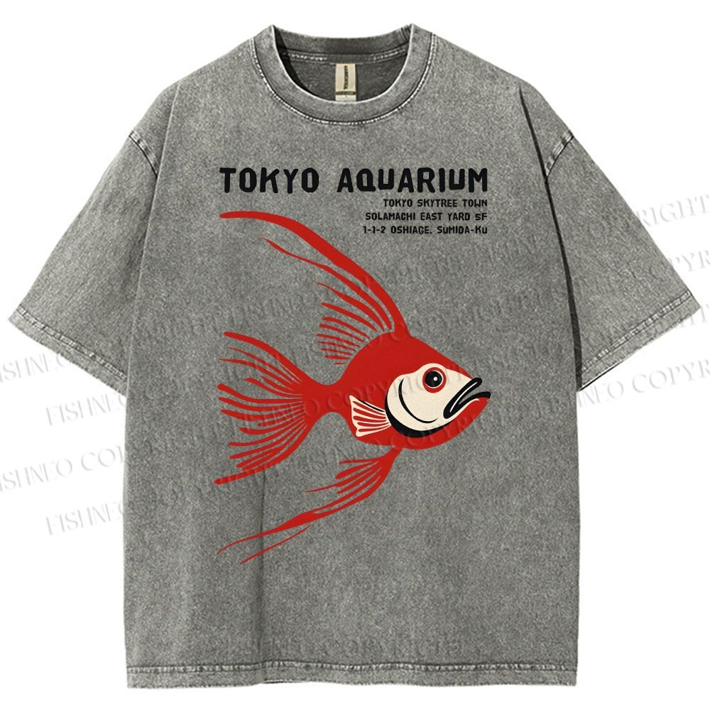 Unisex Tokyo Aquarium Printed Washed Tee