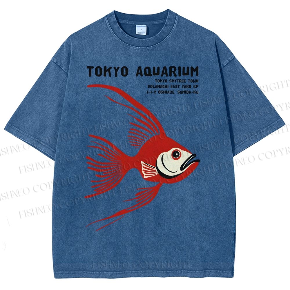 Unisex Tokyo Aquarium Printed Washed Tee