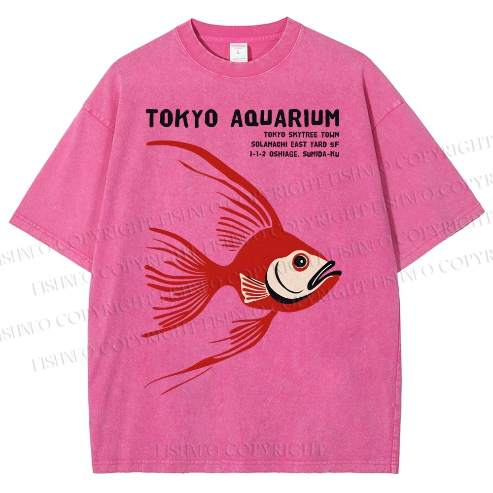 Unisex Tokyo Aquarium Printed Washed Tee