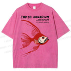 Unisex Tokyo Aquarium Printed Washed Tee