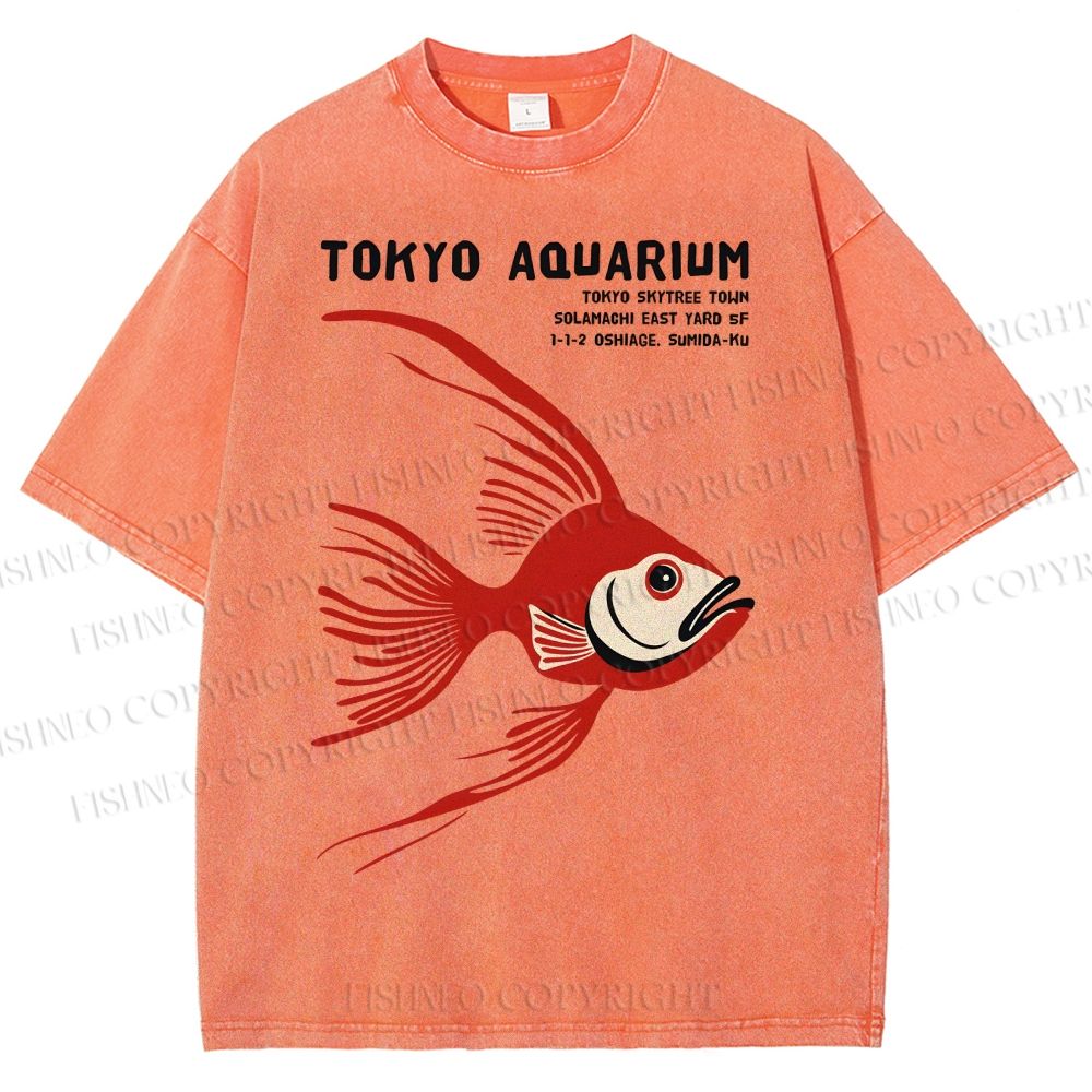 Unisex Tokyo Aquarium Printed Washed Tee