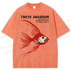 Unisex Tokyo Aquarium Printed Washed Tee