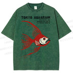 Unisex Tokyo Aquarium Printed Washed Tee