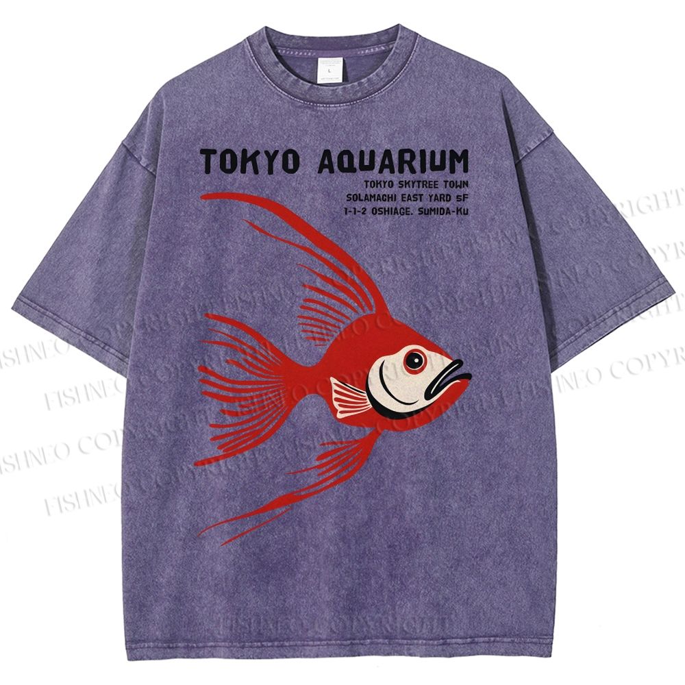 Unisex Tokyo Aquarium Printed Washed Tee