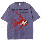 Unisex Tokyo Aquarium Printed Washed Tee