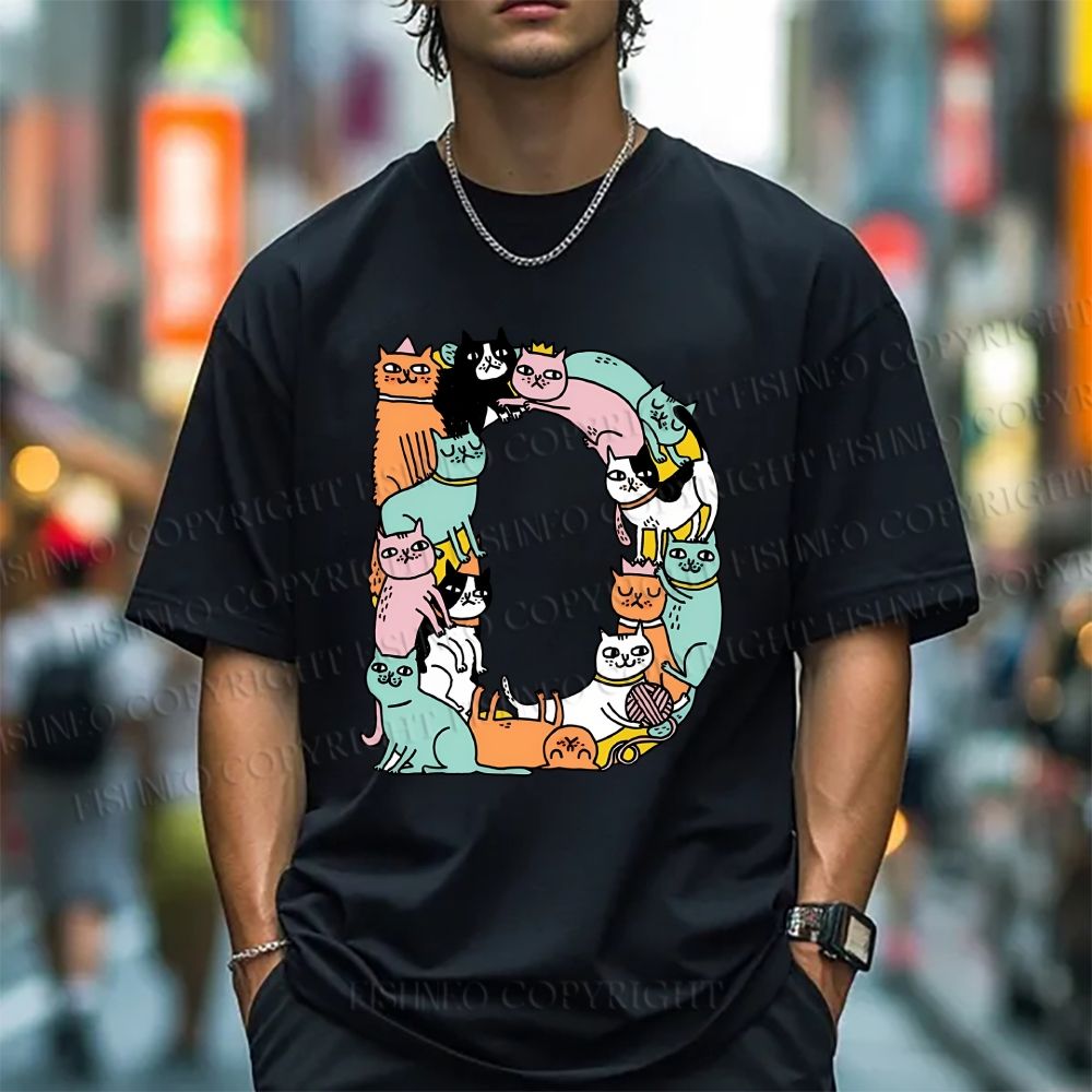 Unisex Cartoon Cats Classic Cotton T-shirt