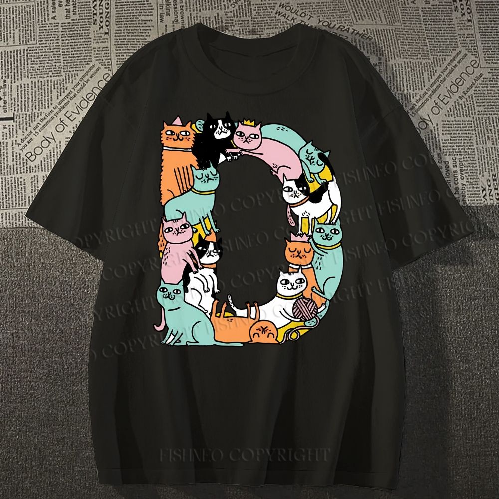 Unisex Cartoon Cats Classic Cotton T-shirt
