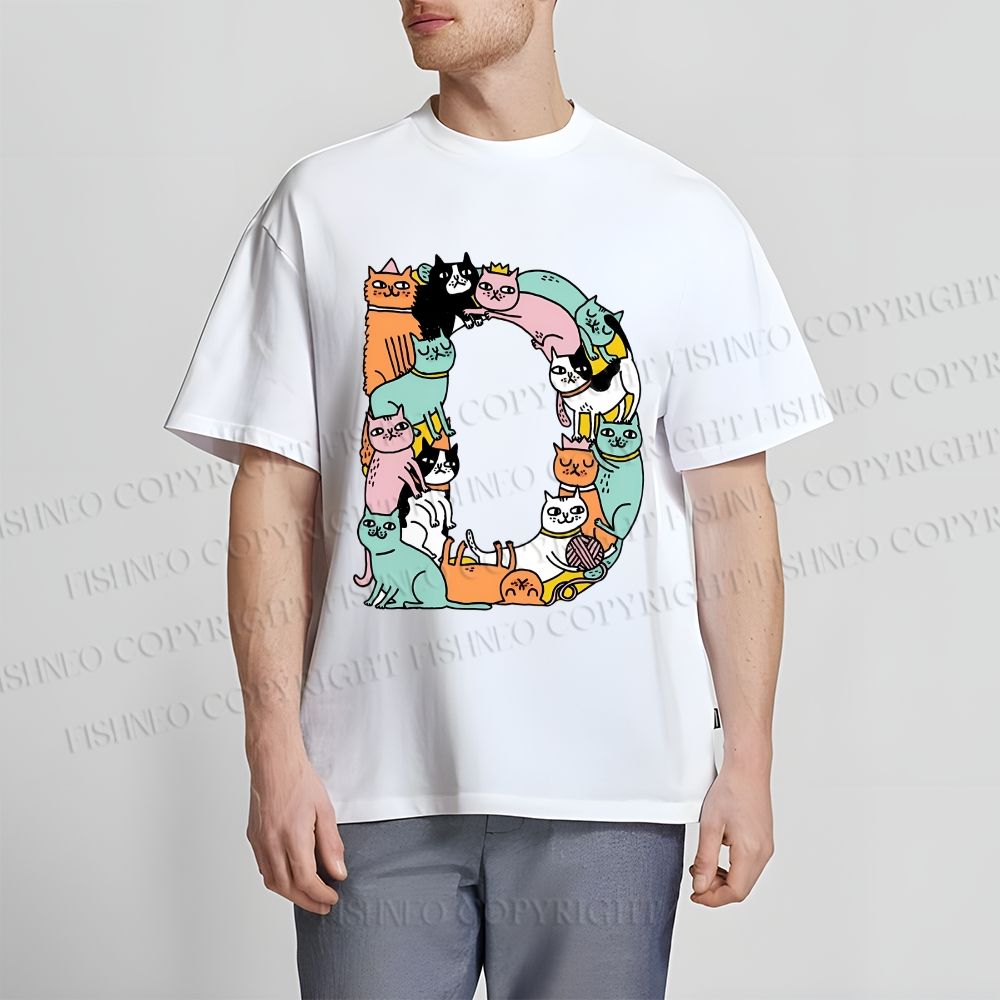 Unisex Cartoon Cats Classic Cotton T-shirt