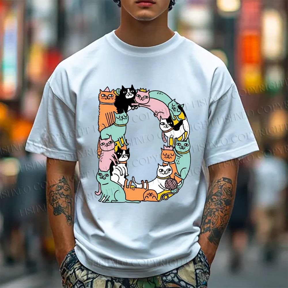 Unisex Cartoon Cats Classic Cotton T-shirt