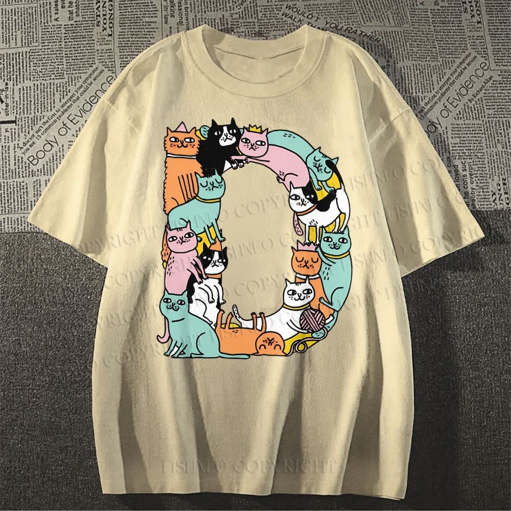 Unisex Cartoon Cats Classic Cotton T-shirt
