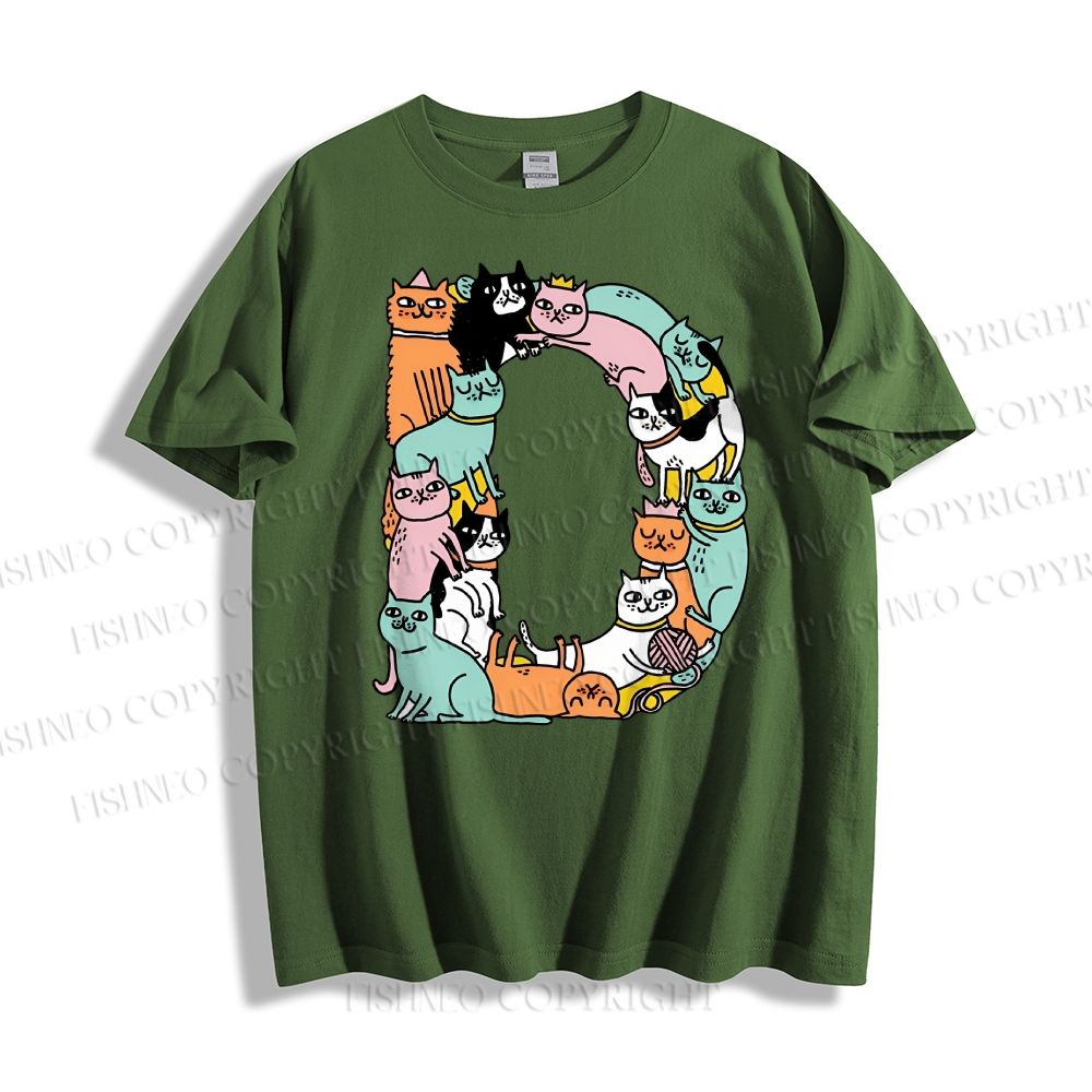Unisex Cartoon Cats Classic Cotton T-shirt