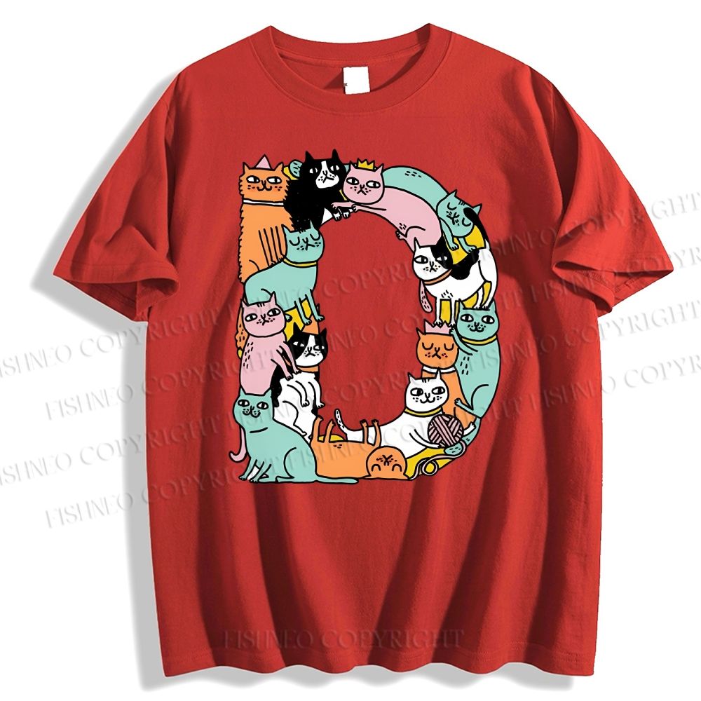 Unisex Cartoon Cats Classic Cotton T-shirt