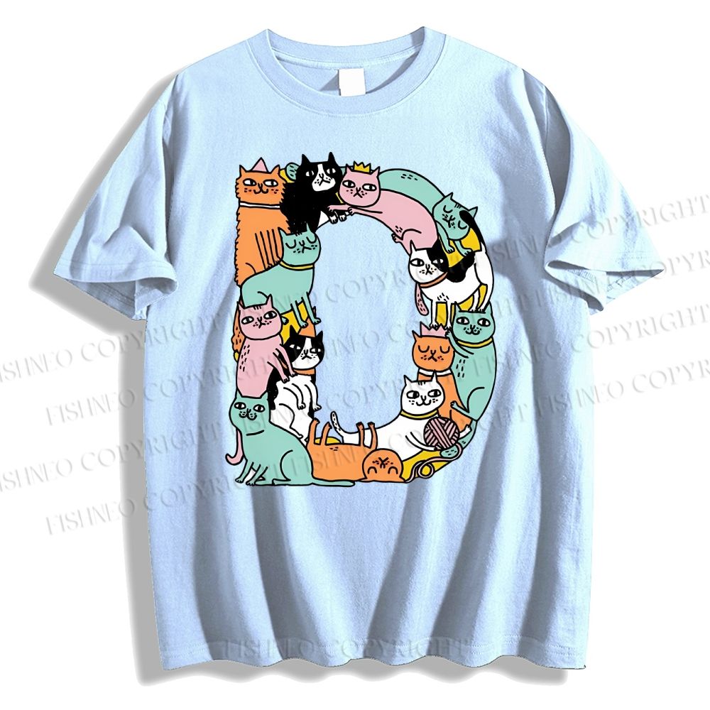 Unisex Cartoon Cats Classic Cotton T-shirt