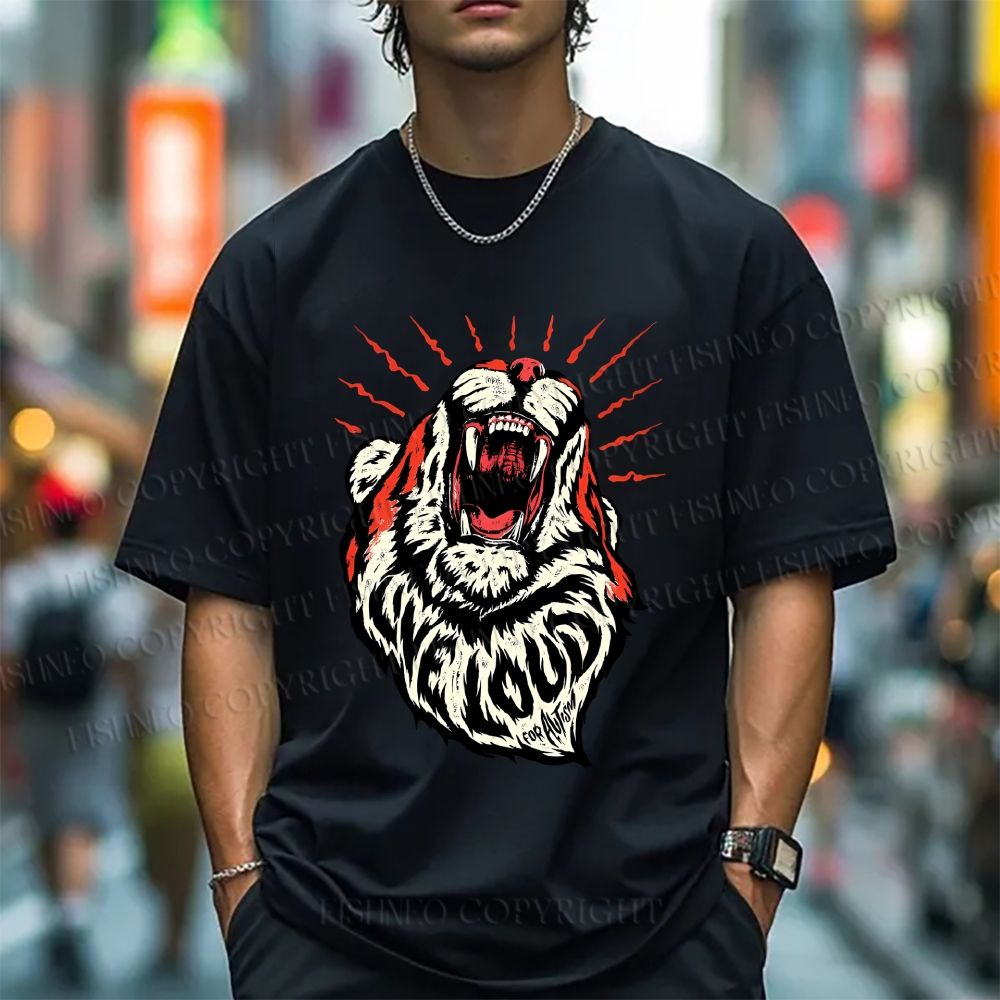 Unisex Vintage Tiger Live Loud Classic Cotton T-shirt