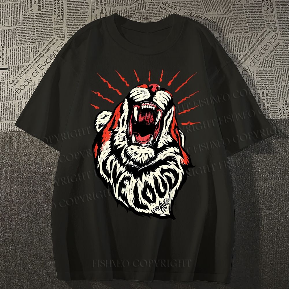 Unisex Vintage Tiger Live Loud Classic Cotton T-shirt