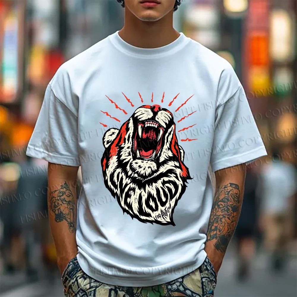 Unisex Vintage Tiger Live Loud Classic Cotton T-shirt