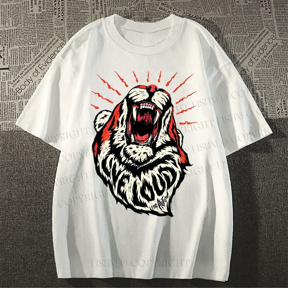 Unisex Vintage Tiger Live Loud Classic Cotton T-shirt