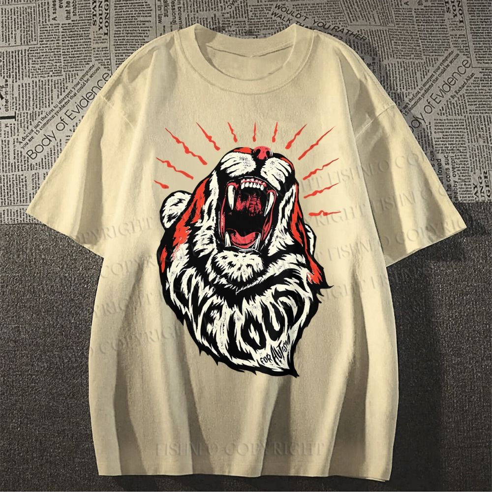 Unisex Vintage Tiger Live Loud Classic Cotton T-shirt