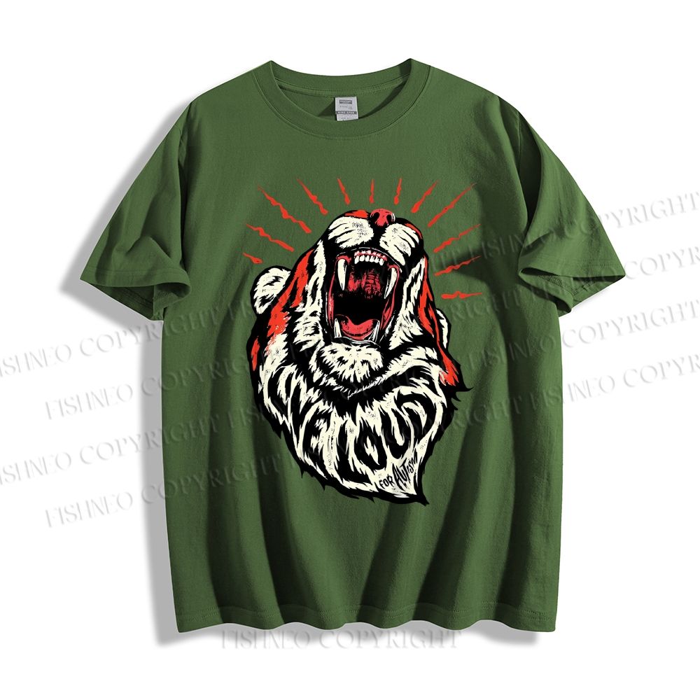 Unisex Vintage Tiger Live Loud Classic Cotton T-shirt