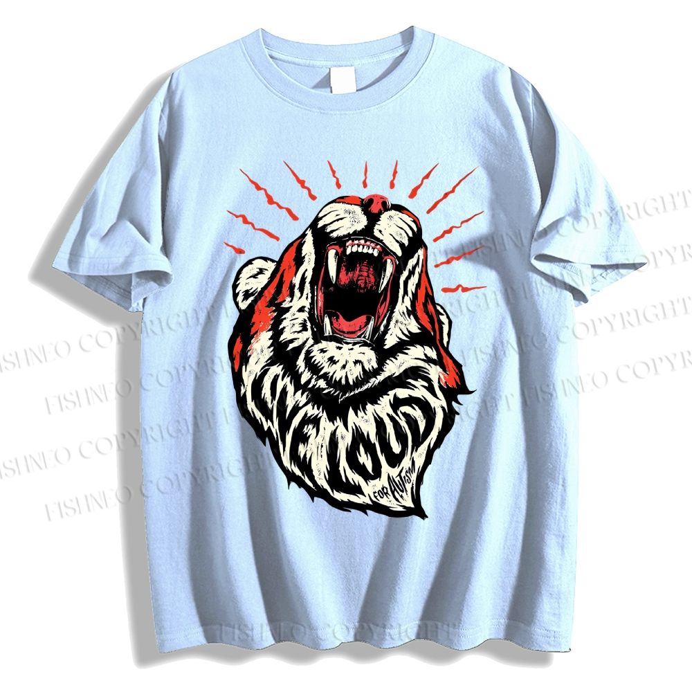 Unisex Vintage Tiger Live Loud Classic Cotton T-shirt