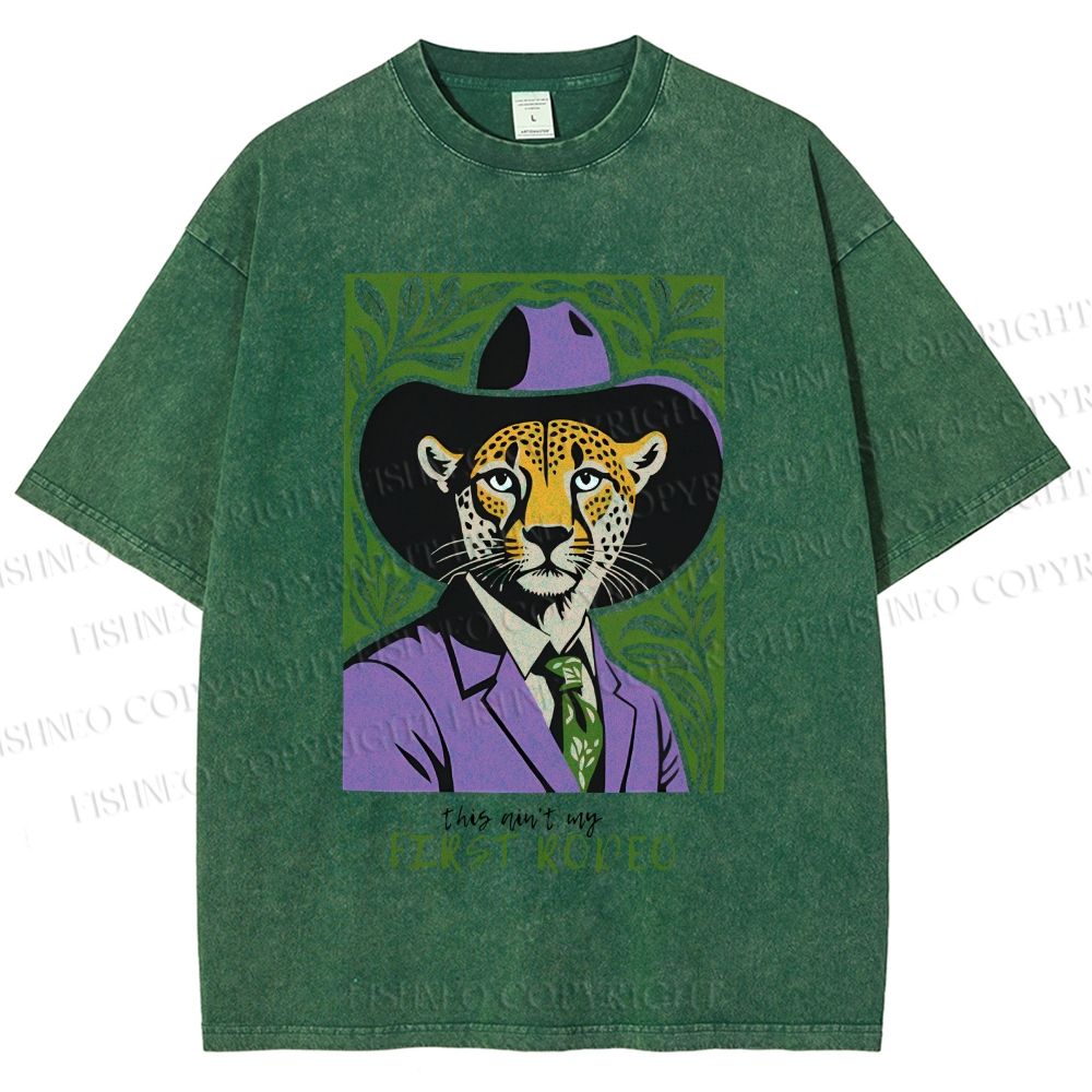 Unisex Leopard First Rodeo Printed Washed Tee
