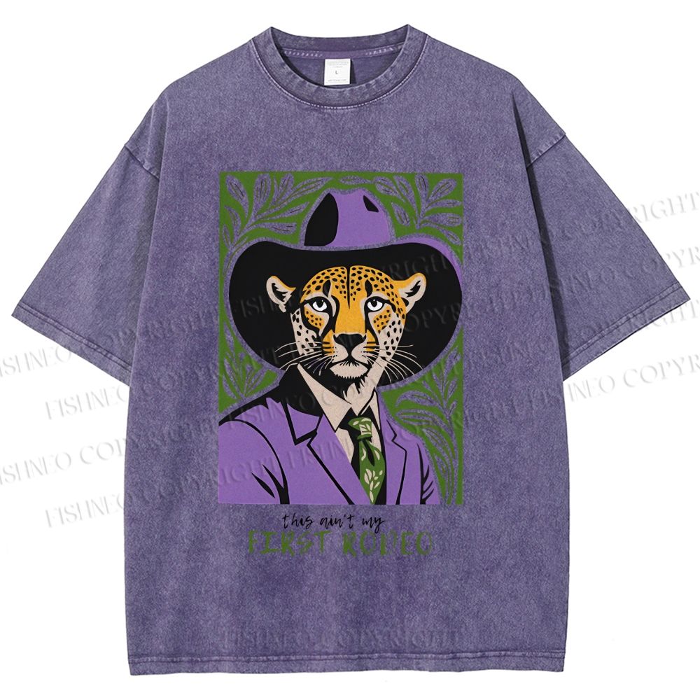 Unisex Leopard First Rodeo Printed Washed Tee